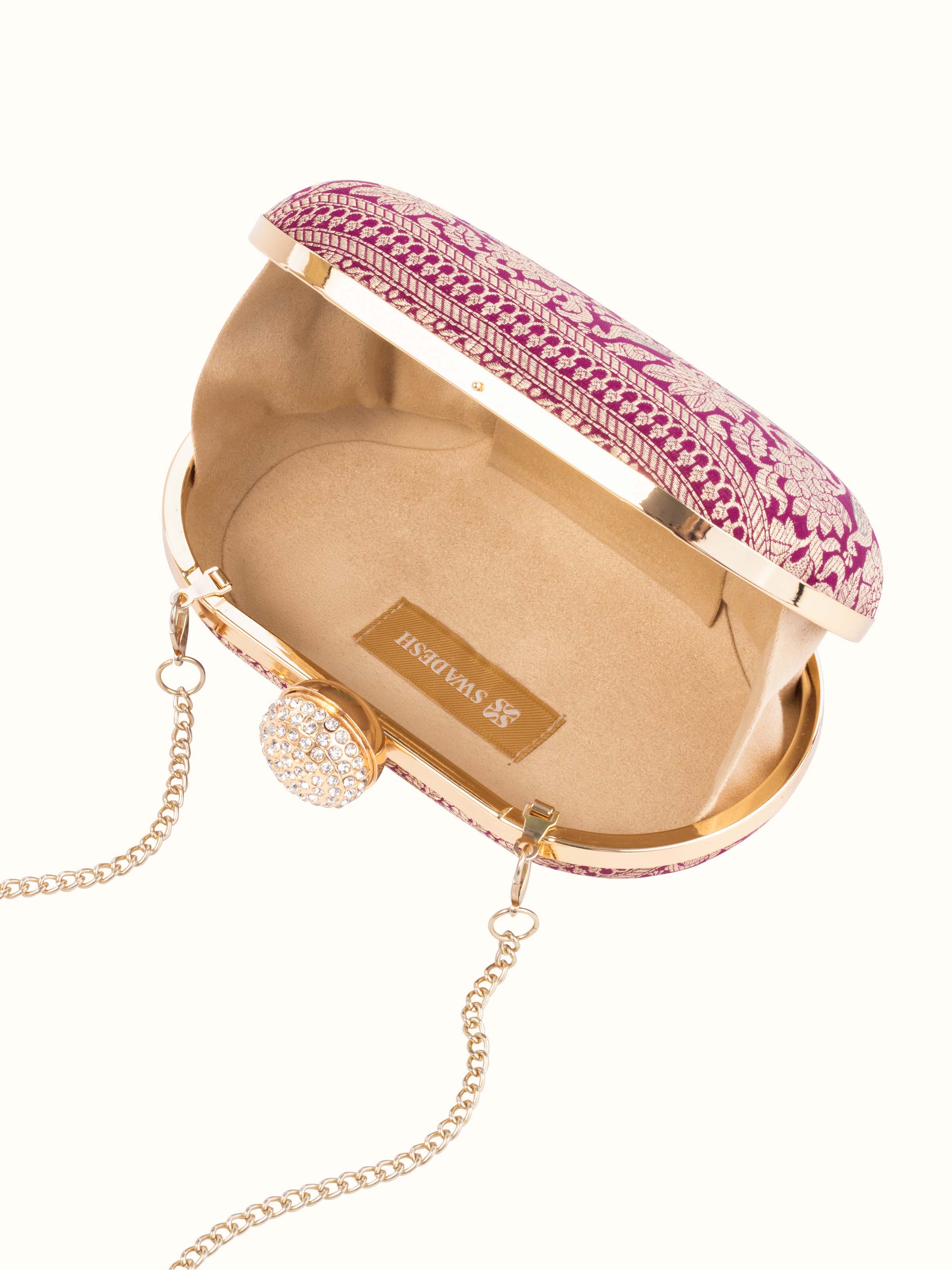 Red Handwoven Handwoven Brocade Clutch