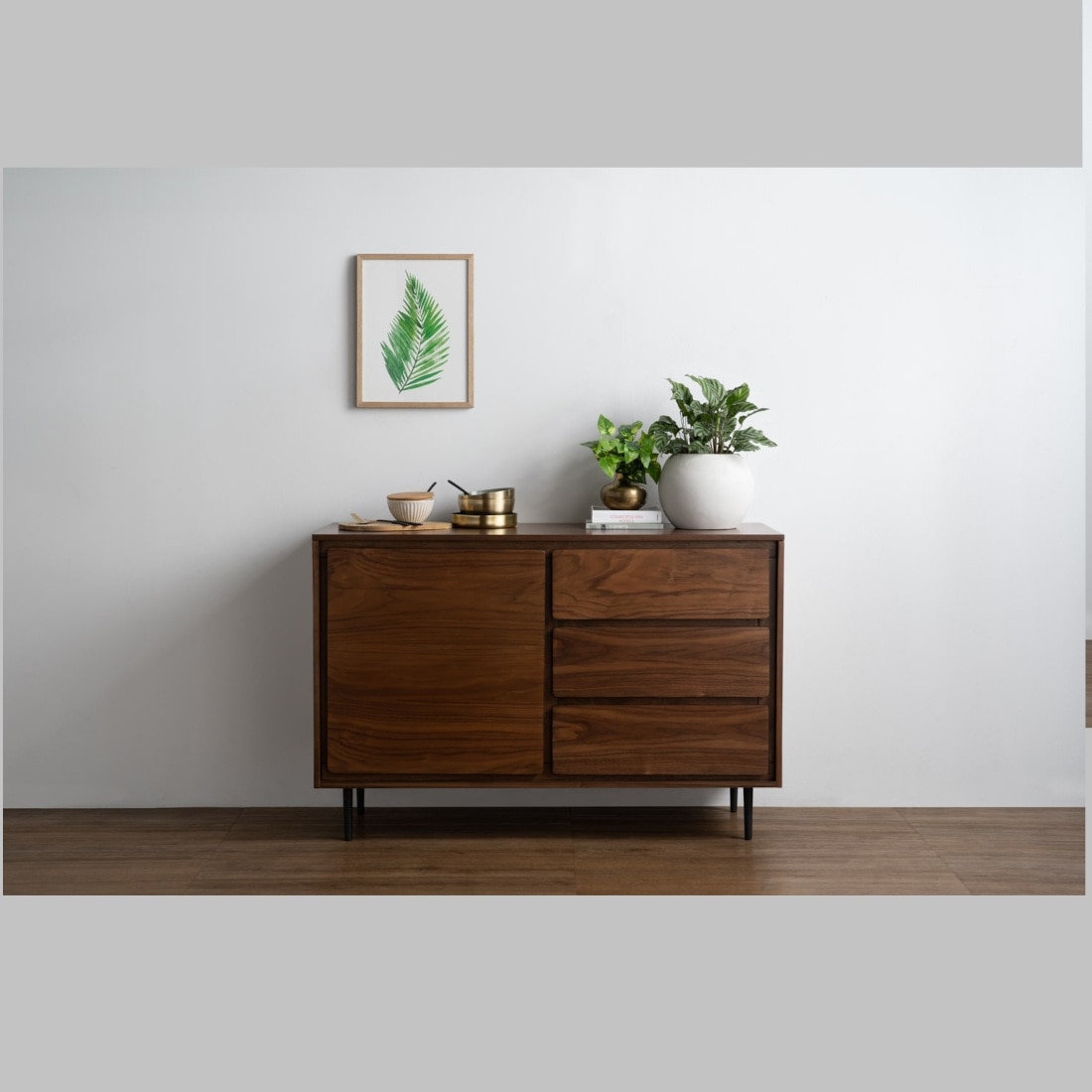 Scandinavian Hutto Small Sideboard Walnut Finish - Nestnordic