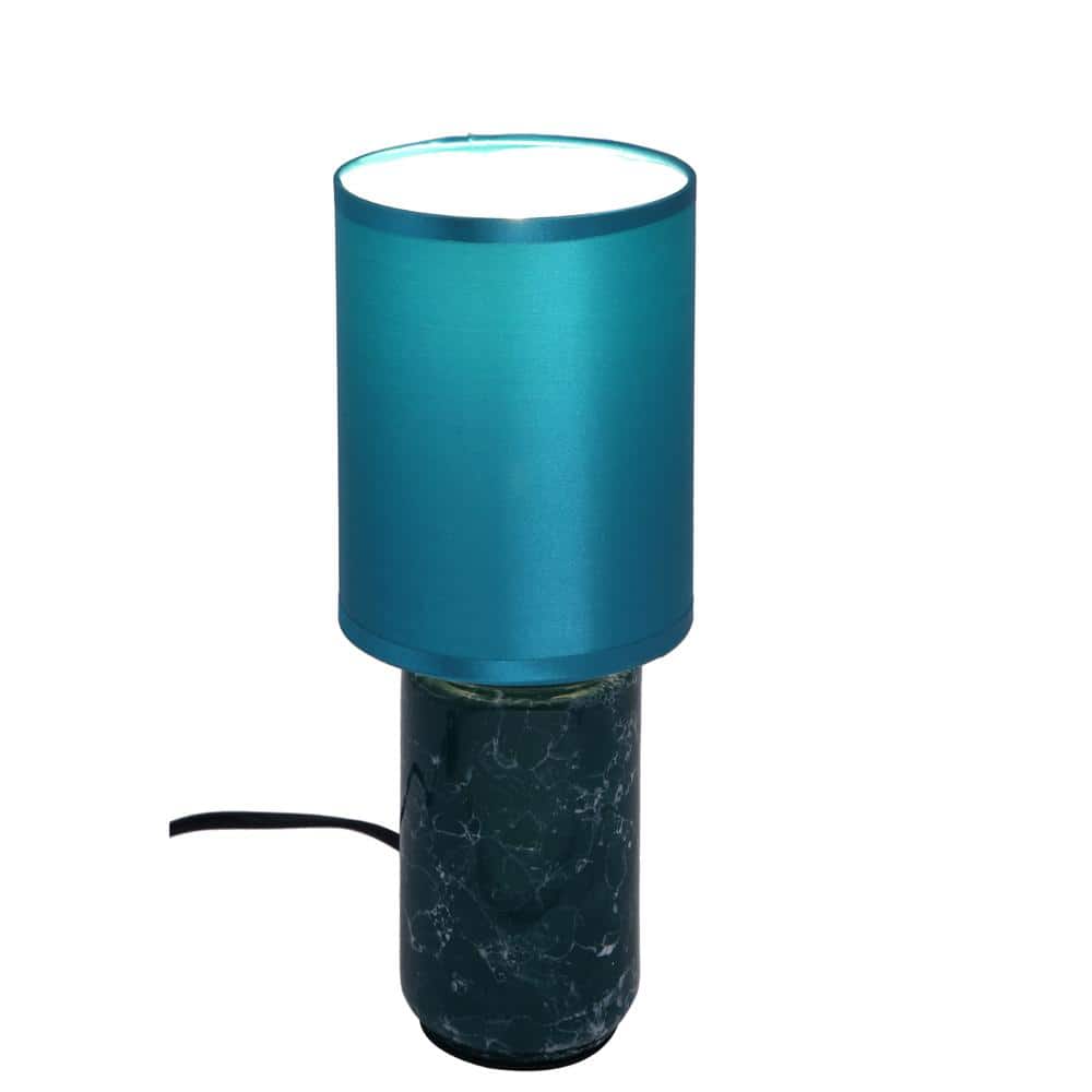 Desk Lamp Blue Carved Base with Modern Shade