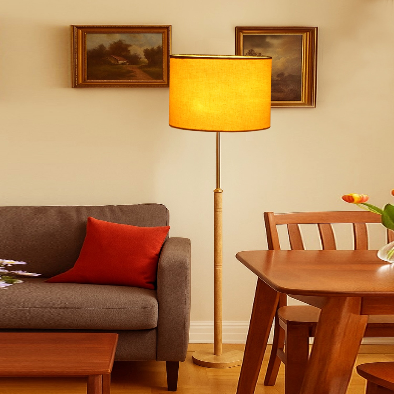 Devansh Wood & Metal Floor Lamp