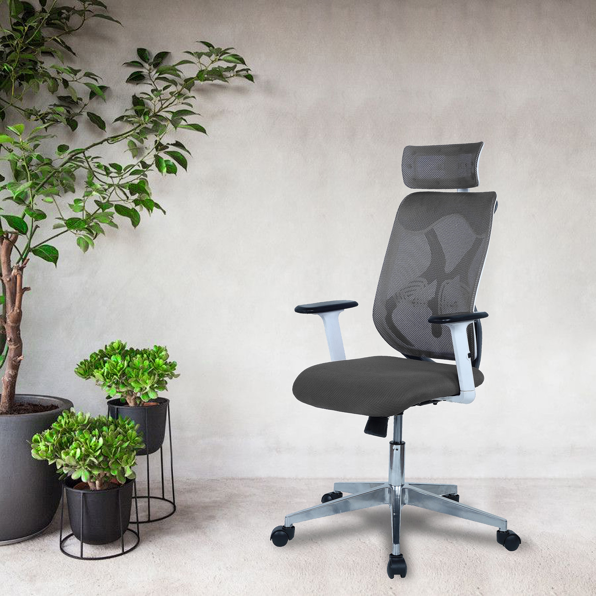 Wiweangs High Back Ergonomic Chair in Grey Colour
