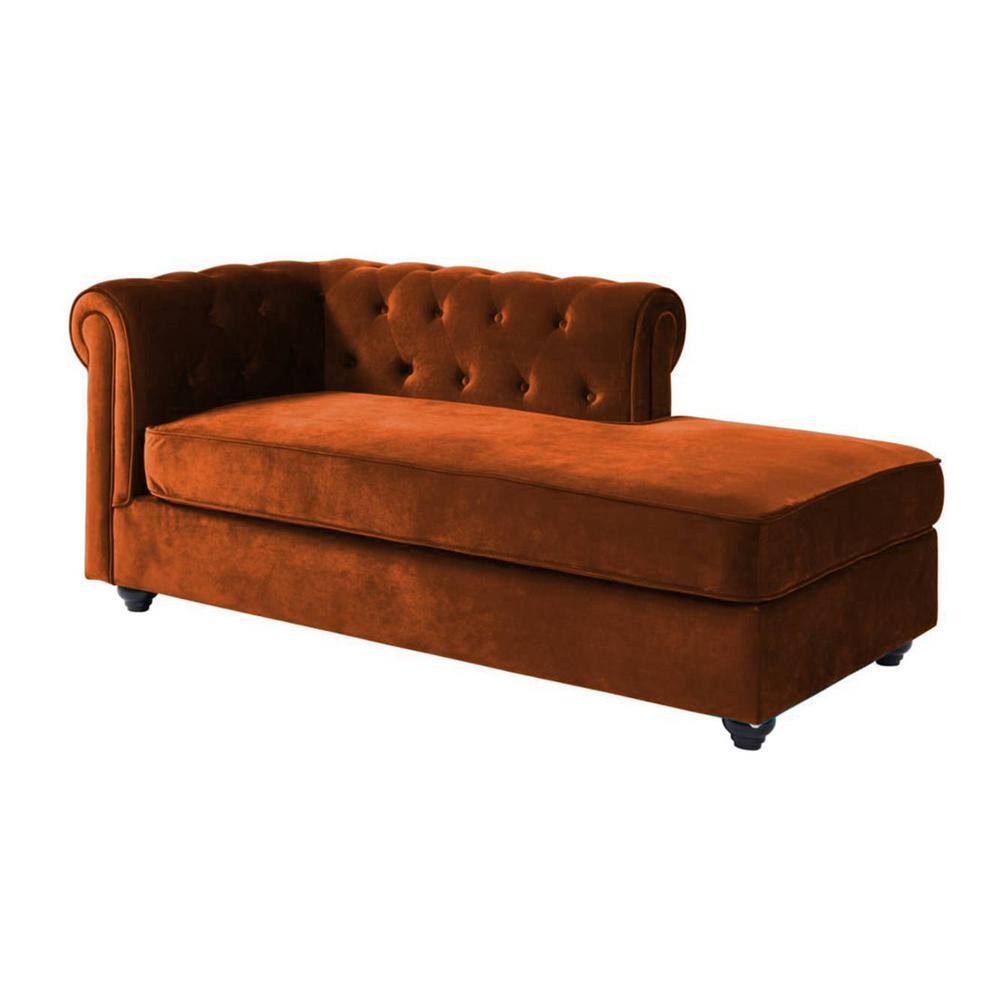 Ease Velvet Chaise Launger in Brown Colour