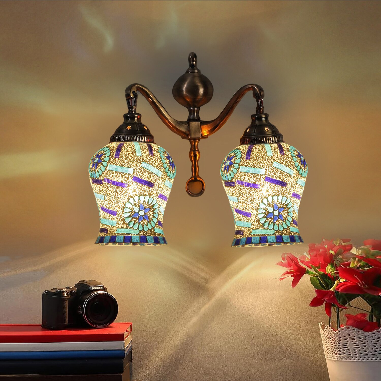 Devansh Metal Electric Wall Light in Multi Colour with Multi Shade Count of 2 Lights - Devansh