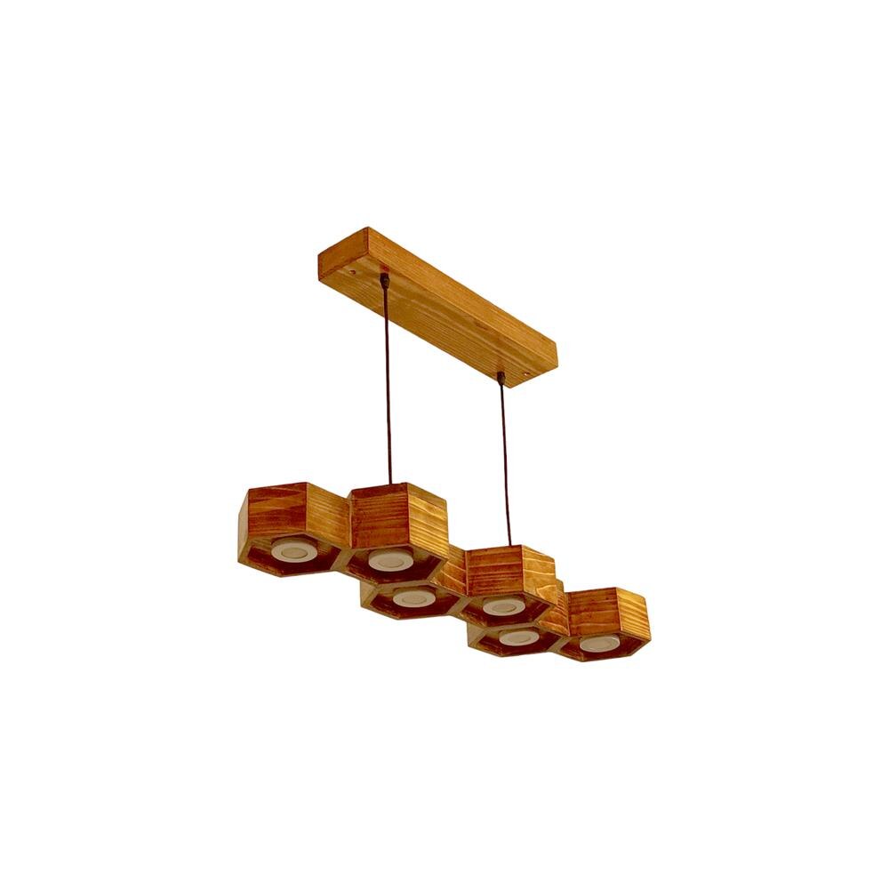 Hexa 36 Brown Wooden LED Hanging Lamp