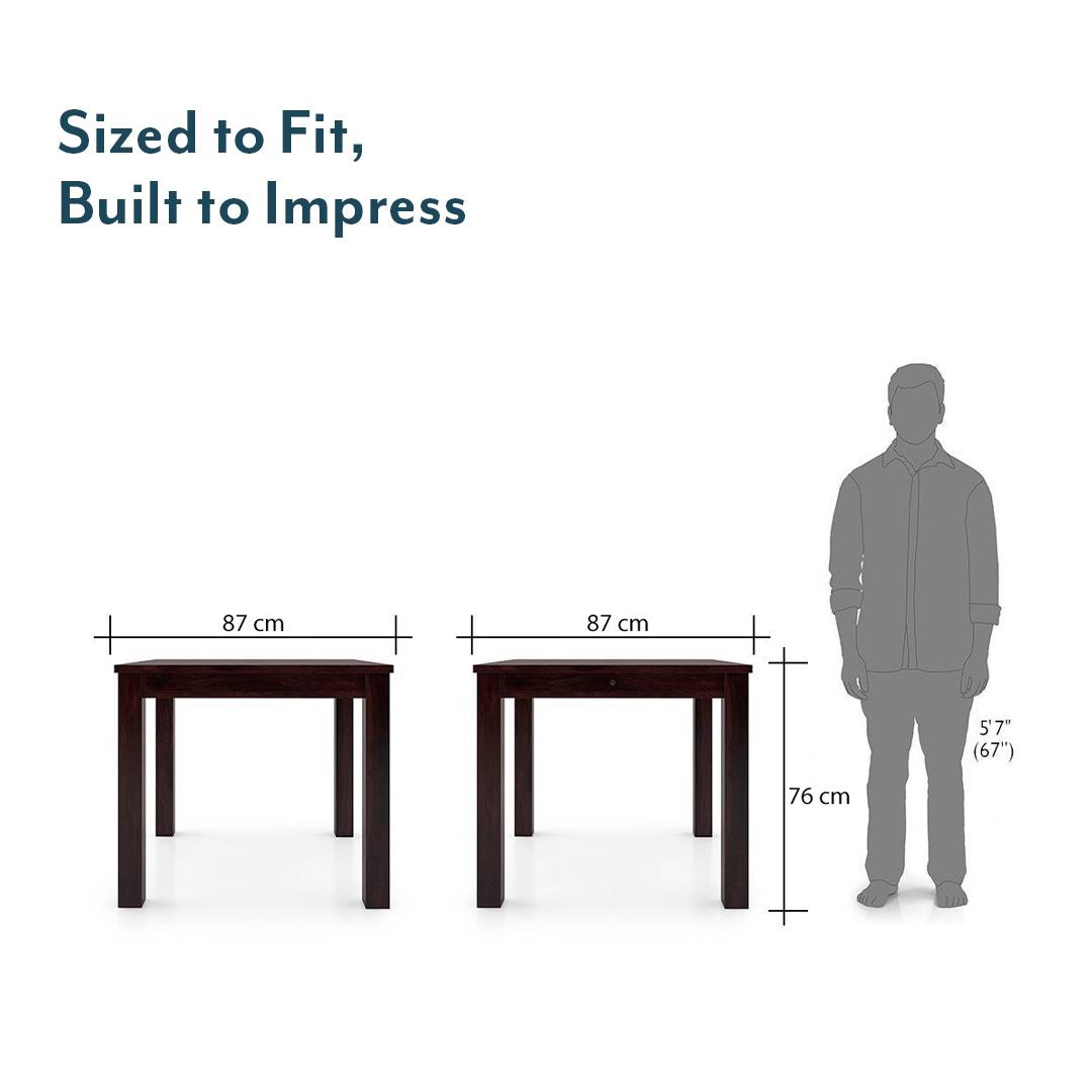 Arabia Solid Wood 4 Seater Storage Dining Table In Teak Finish