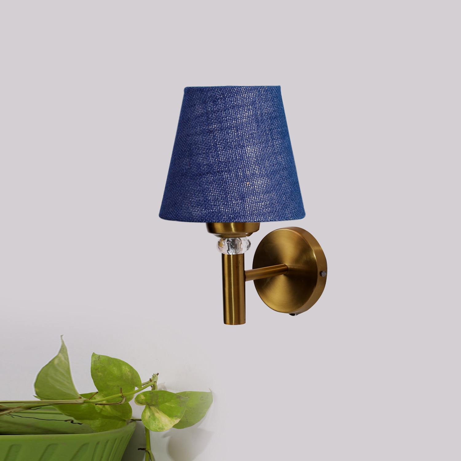 Devansh Metal Electric Wall Light in Gold Colour with Blue Shade Count of 1 Light - Devansh