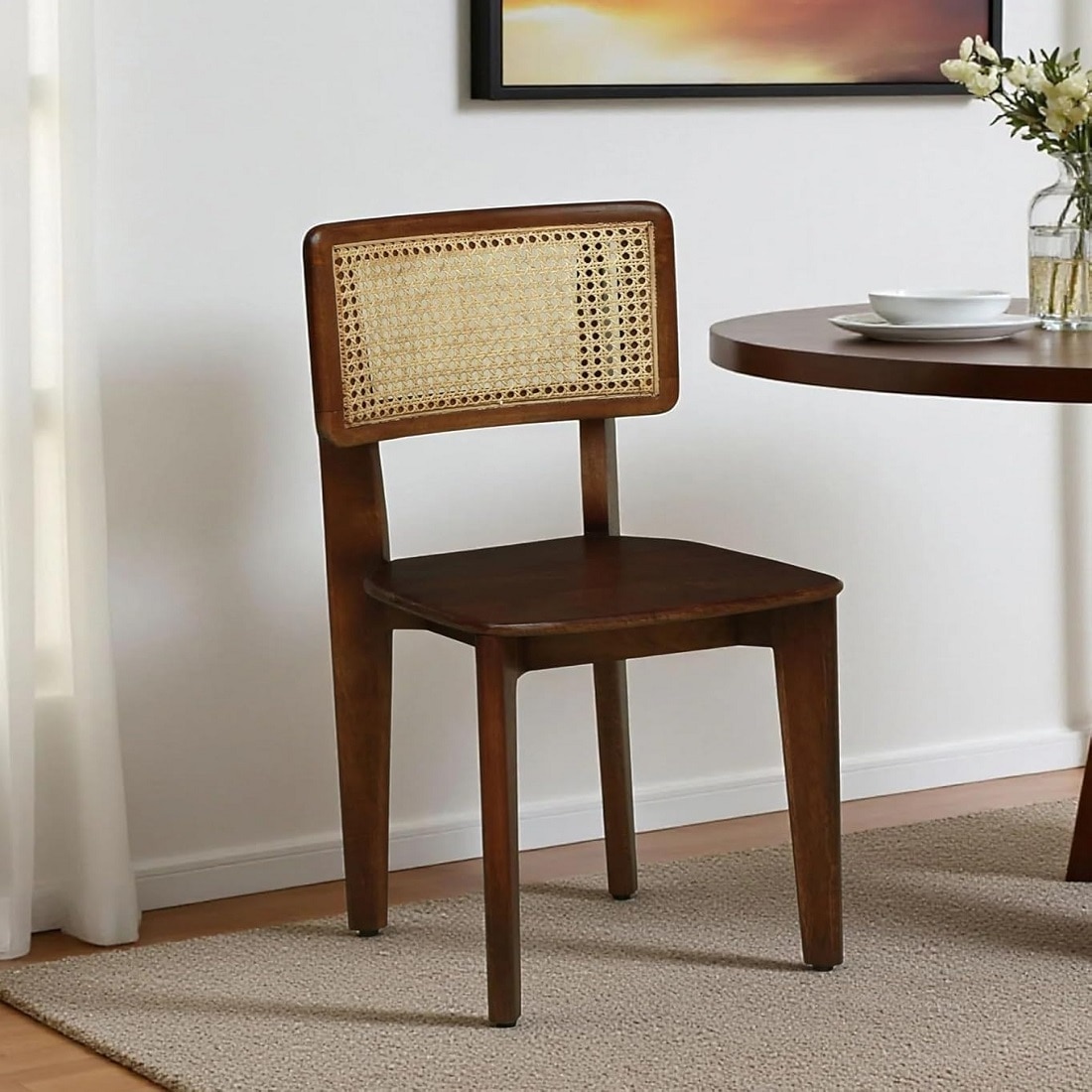 Zandor Solid Wood Dining Chair in Tobacco Finish - Demiwall