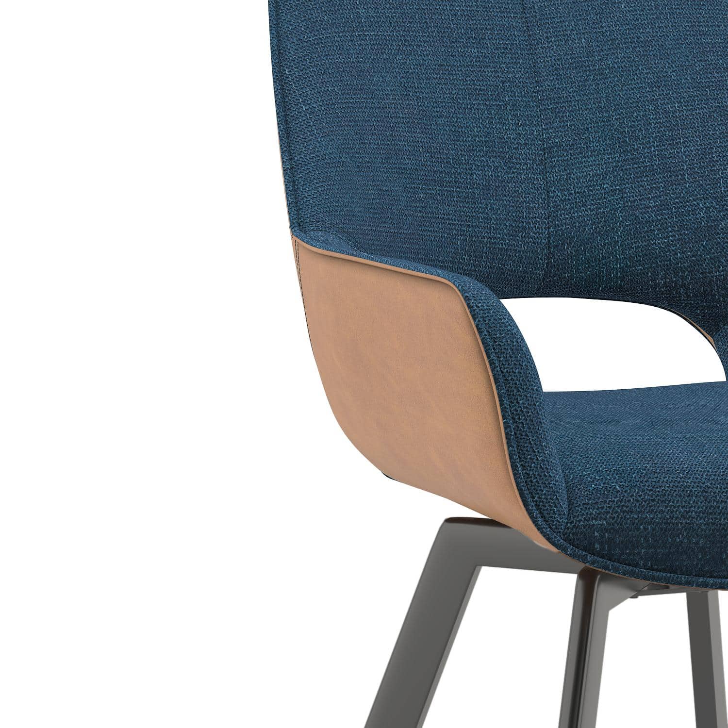 Casey Swivel Engineered Wood Dining Chair Set of 2 in Blue and Tan