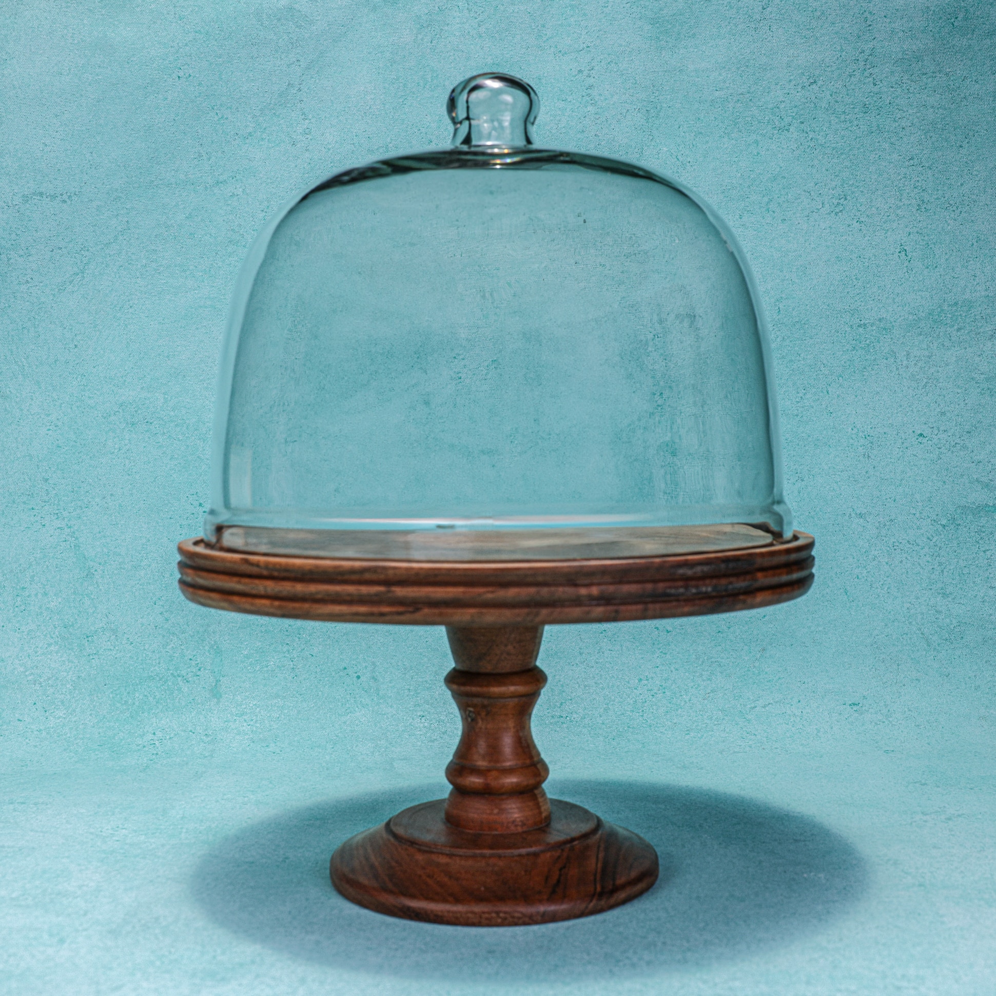 Ireka Homes Party Bell Acacia Wood Cake Stand with Glass Dome - Ireka Homes