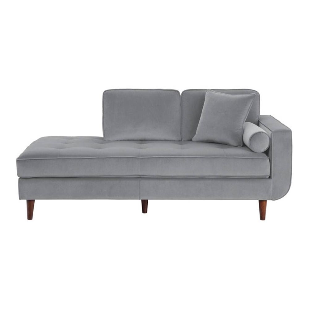 Mydril Velvet Chaise Launger in Grey Colour