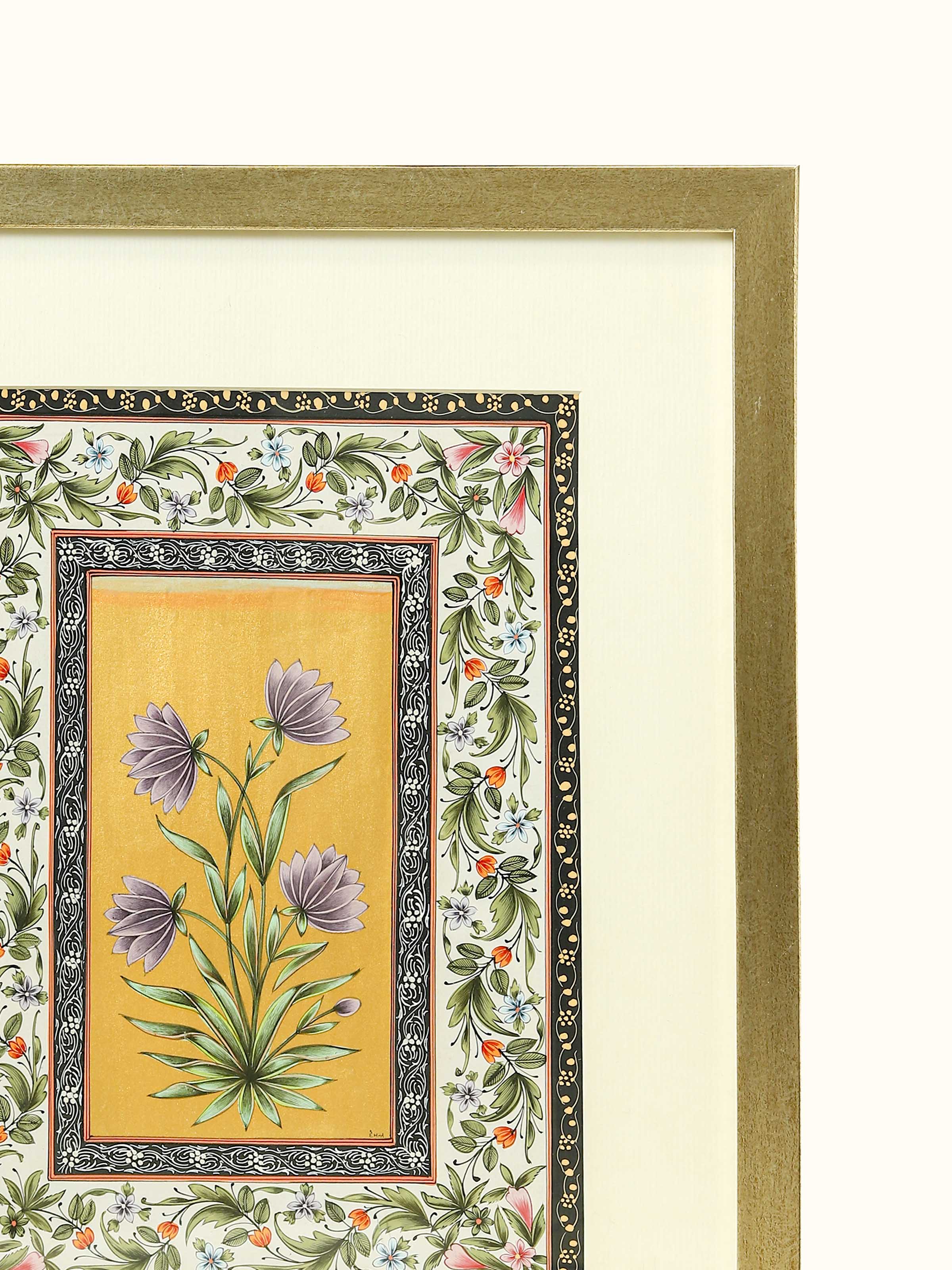Flower Miniature Gold Painting