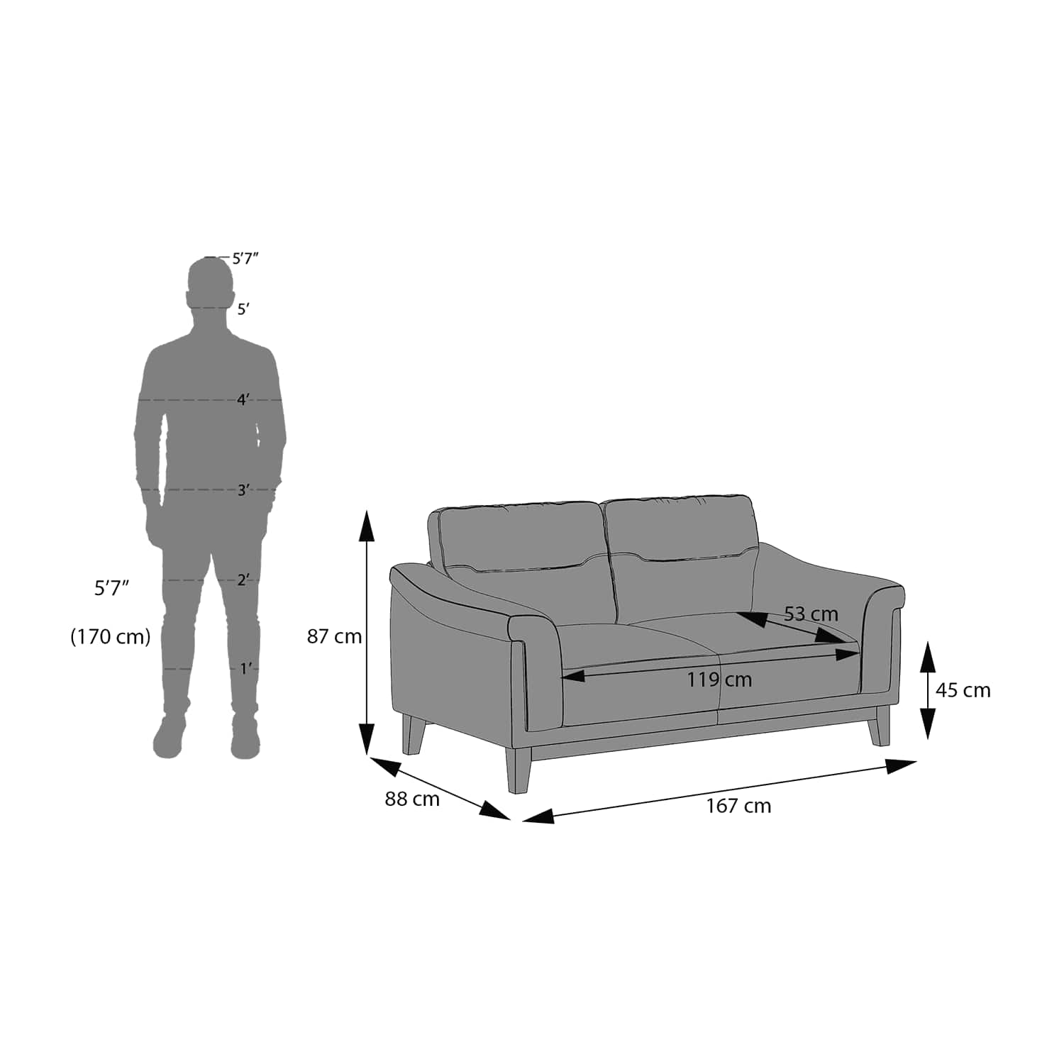 Colby 2 seater Fabric Sofa in Forest Green