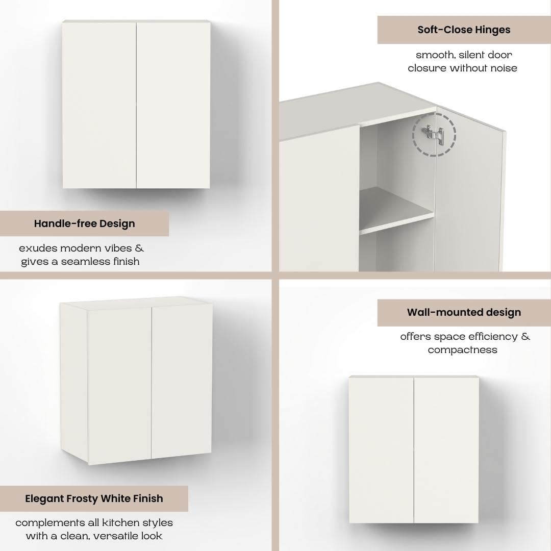 Opryt Engineered Wood Wall Mounted Kitchen Cabinet Rack In White Finish