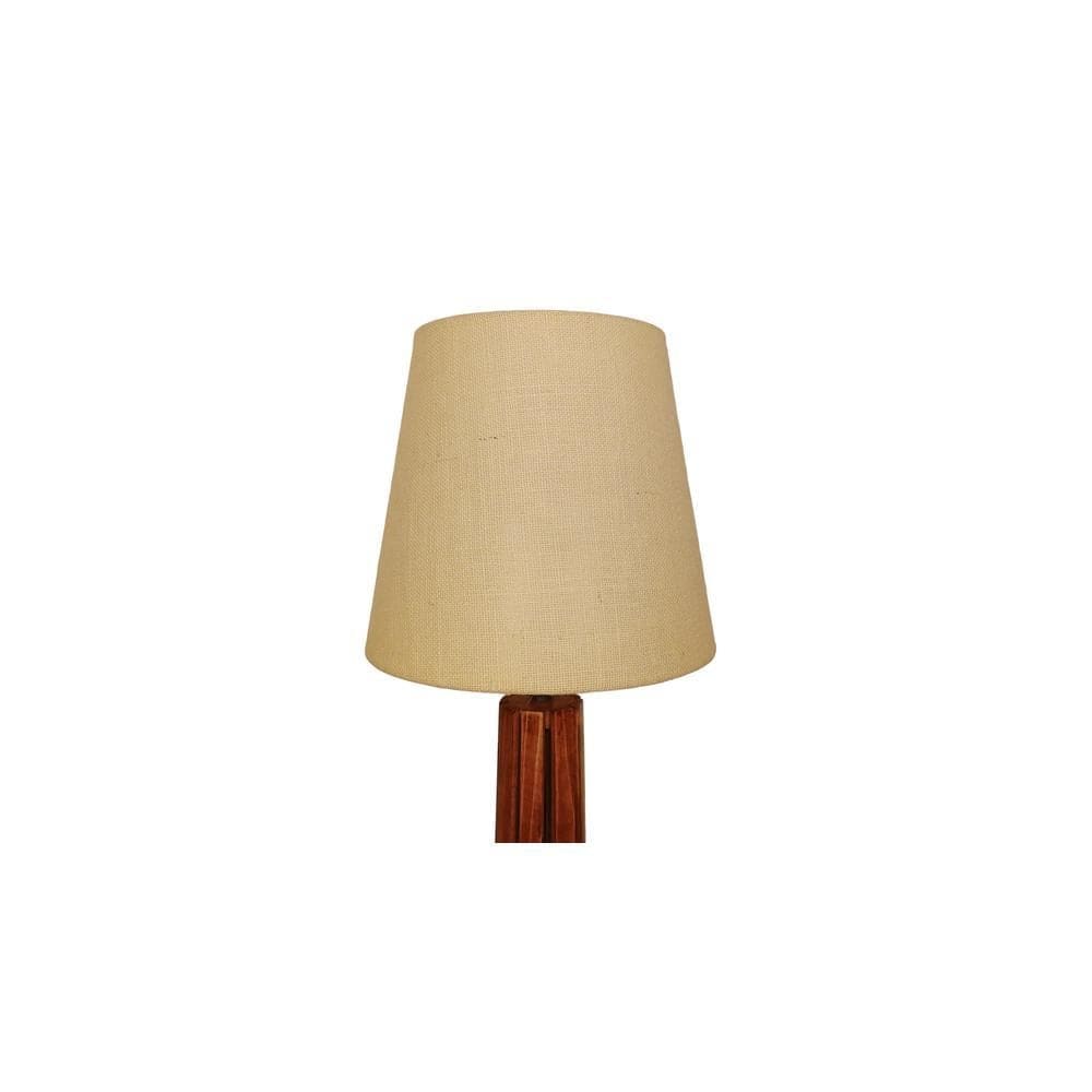TallBoy Wooden Table Lamp with Brown Base and Premium White Fabric Lampshade