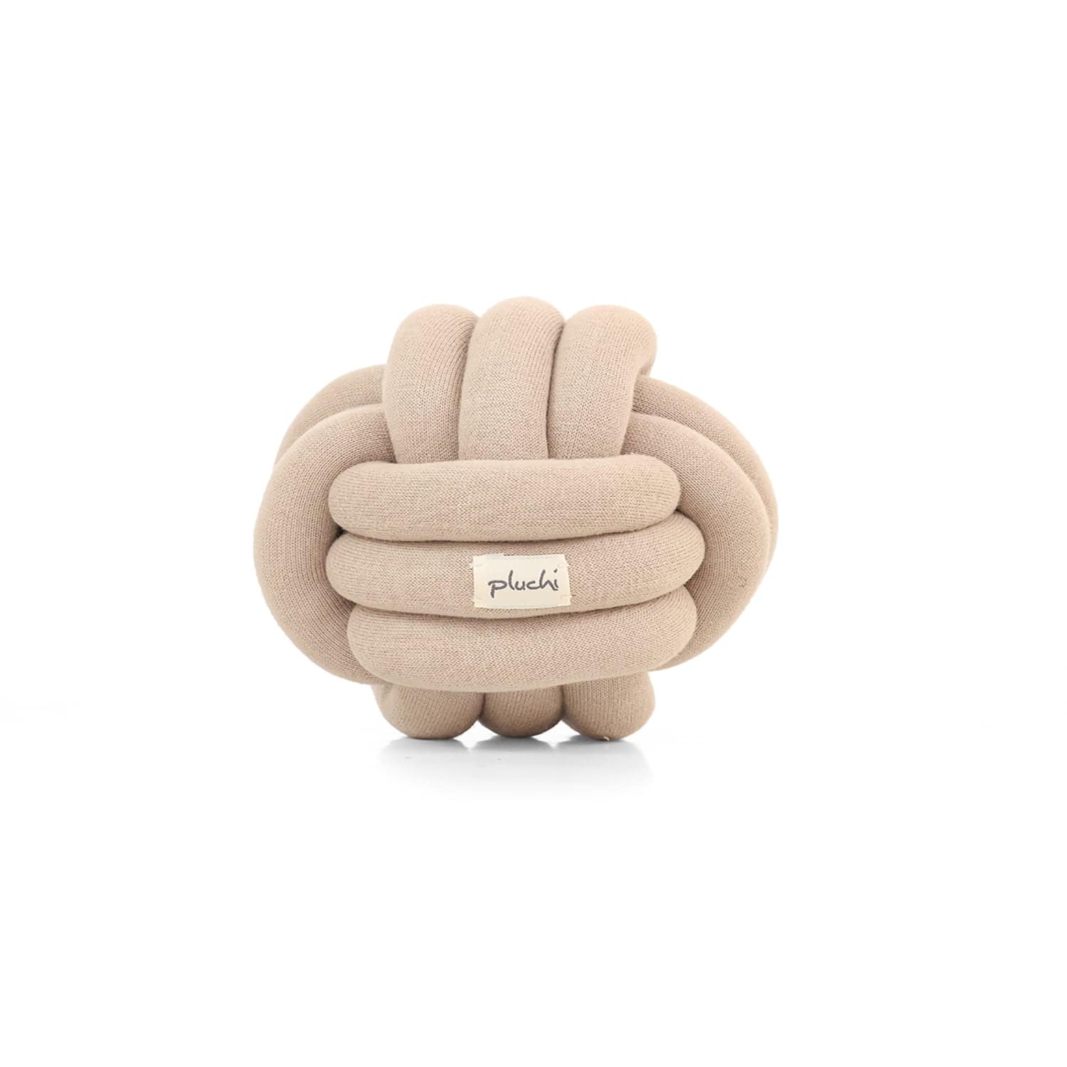 Knotty Combed Cotton Knitted Decorative French Beige Knot Pillow 7 x 7 Inches - Pluchi