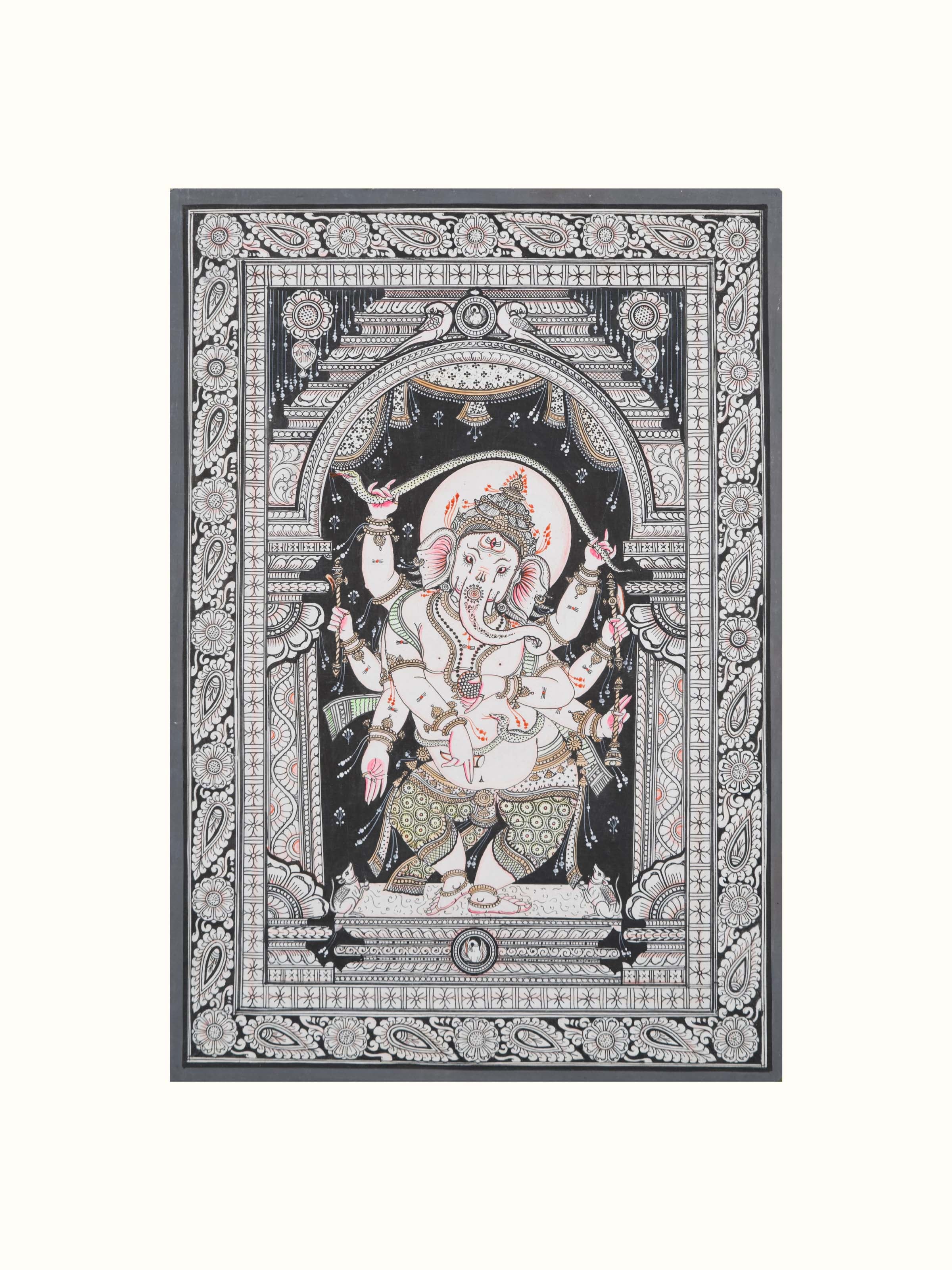 Ganpati Silk Patachitra Painting