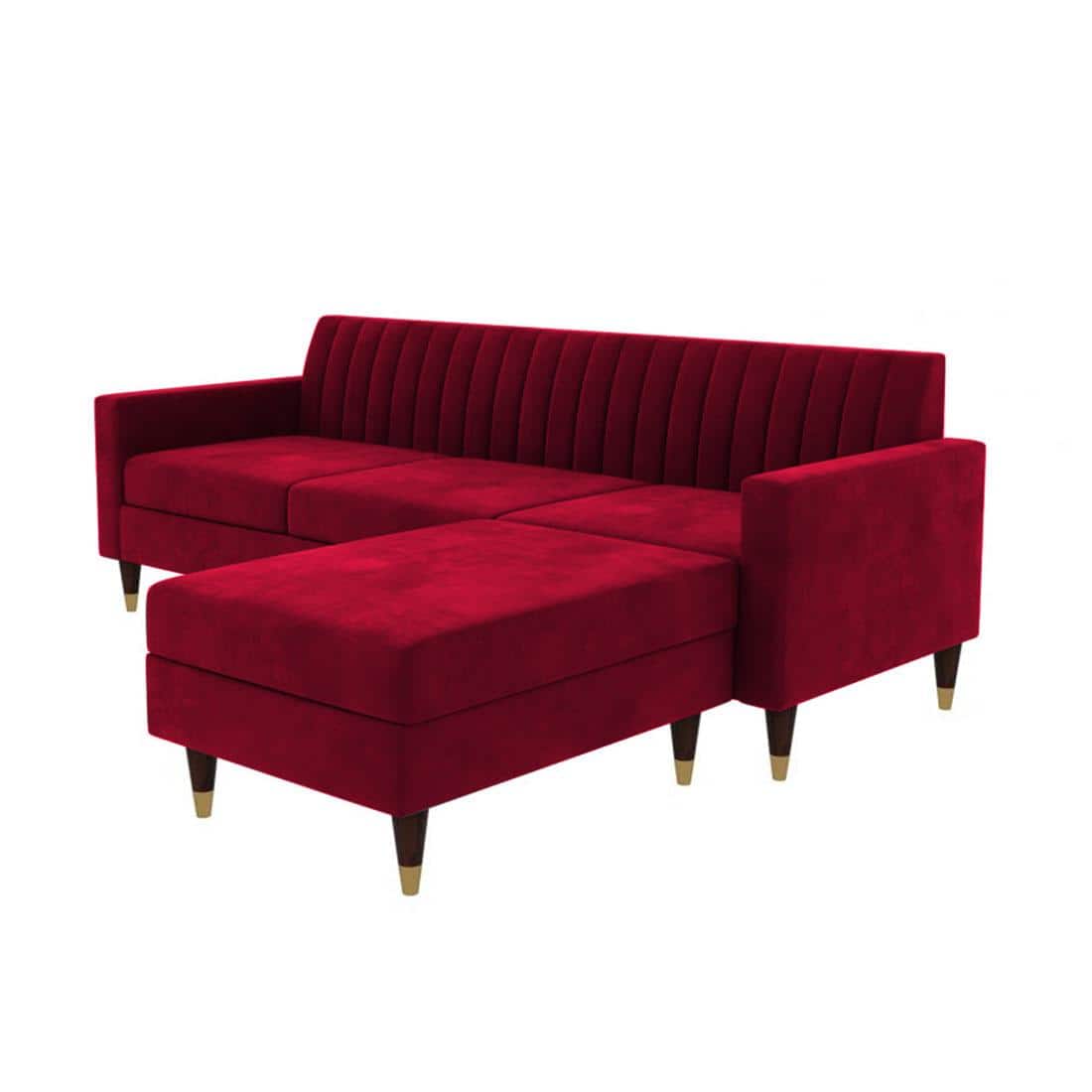 Deeplac Sectional Fabric Sofa - Maroon