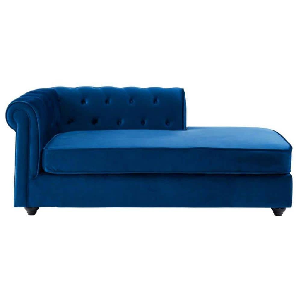 Ease Velvet Chaise Launger in Navy Blue Colour