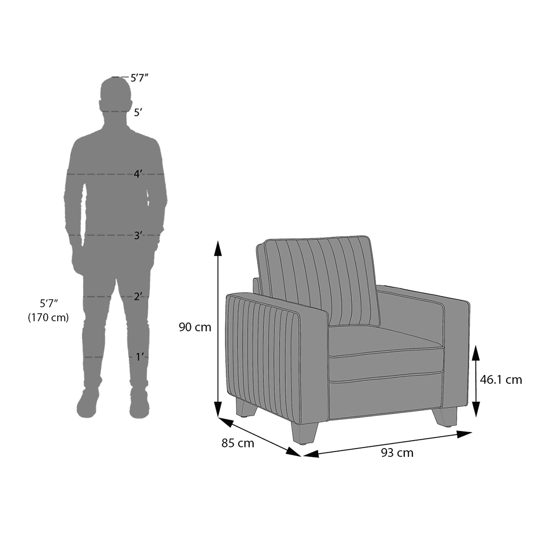 Apollo Neo Sofa (Colour : Ochre, Seating Capacity : 1 Seater, Cushion Type : Hard, Back Height : Regular Back)