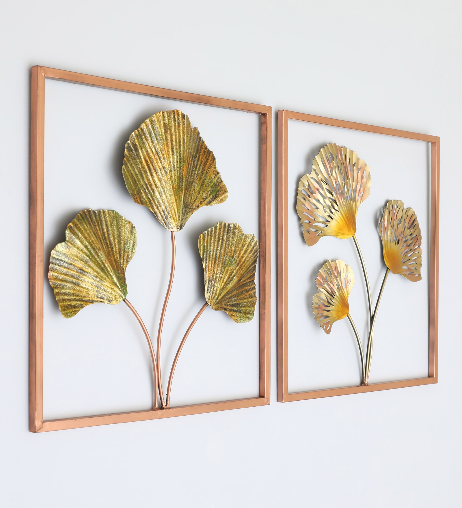 Nanda Abstract Metal Wall Decor in Multicolor Set of 2 - Vedas Exports