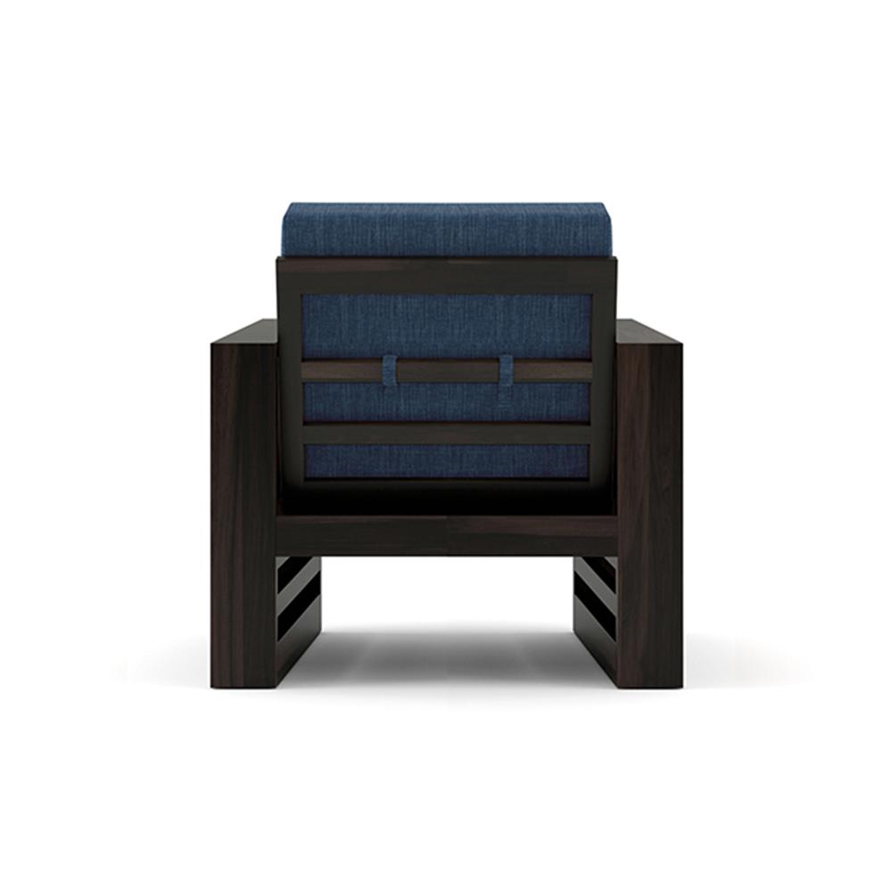 Parson 1 Seater Wooden Sofa In American Walnut Finish (Midnight Indigo Blue)