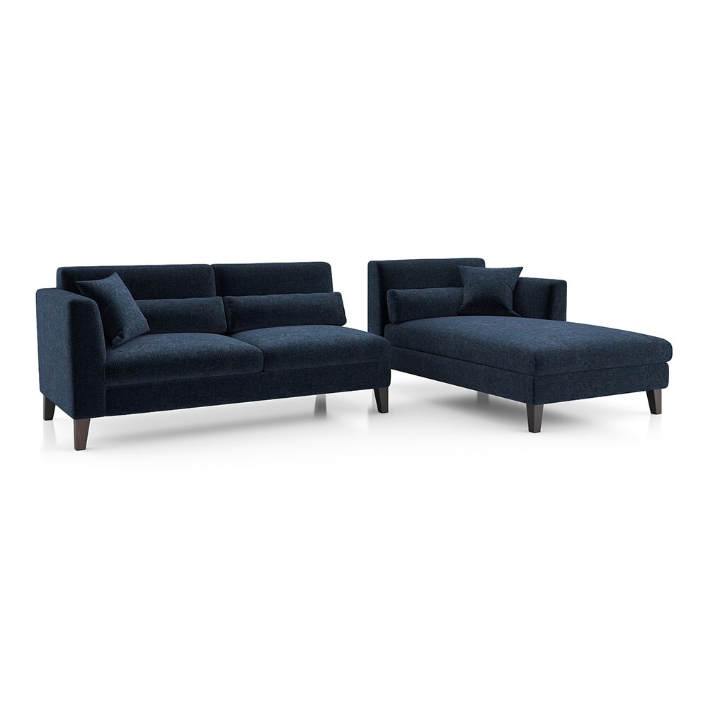 Lewis Sectional Sofa (Colour : Cobalt, Cushion : Soft, Seater : Right Aligned 3 Seater + Right Aligned Chaise)