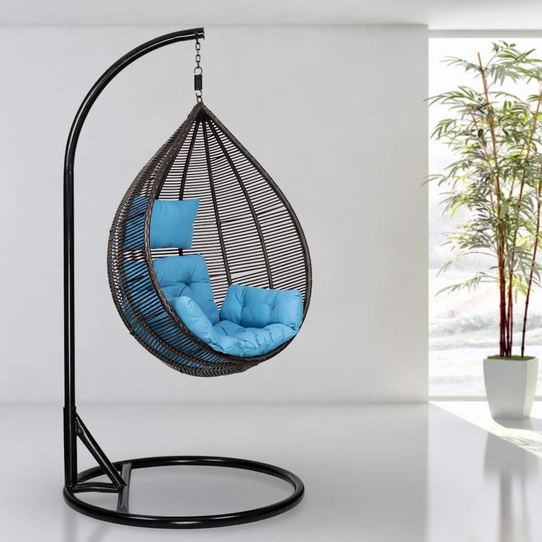 Premium Egg Single Seater Liner Swing Chair Blue
