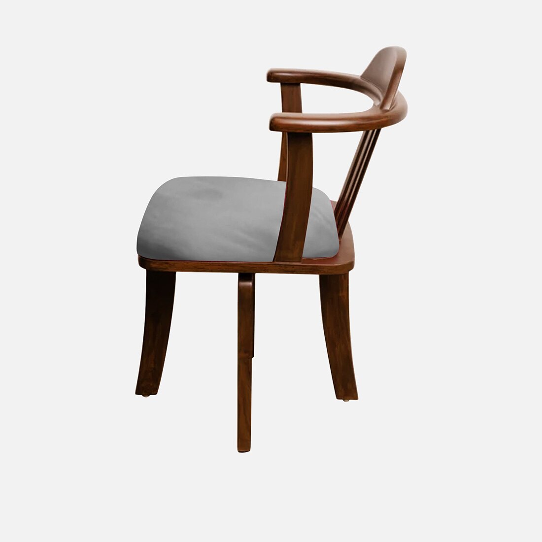 Vanilla Revolving Teak Wood Chair in Grey Colour