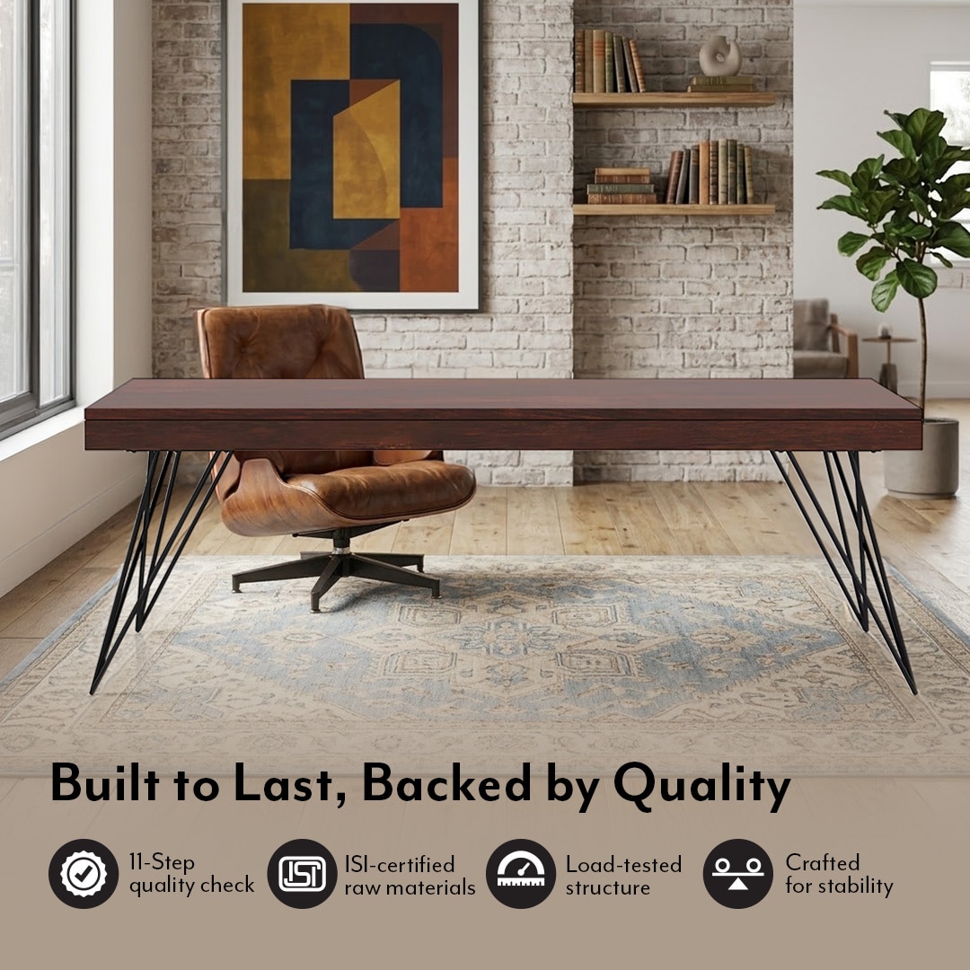Dyson Rectangular Metal Coffee Table In Walnut Finish