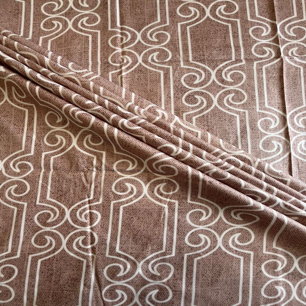 Peach Abstract 400 TC Cotton Flat Queen Size Bedsheet With 2 Pillow Covers  Threads