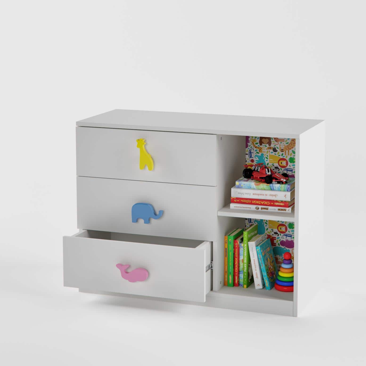 Candyland Chest Of Drawer Cabinet In White Colour