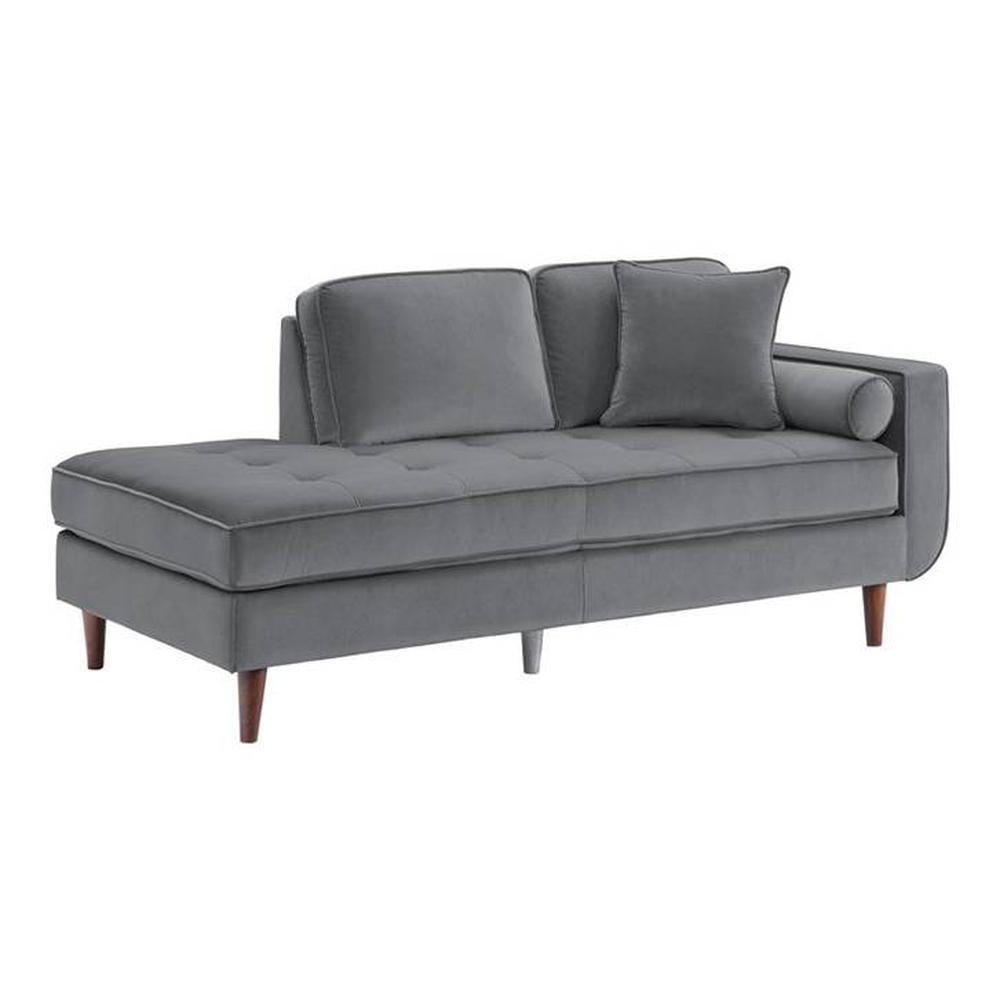 Mydril Velvet Chaise Launger in Grey Colour