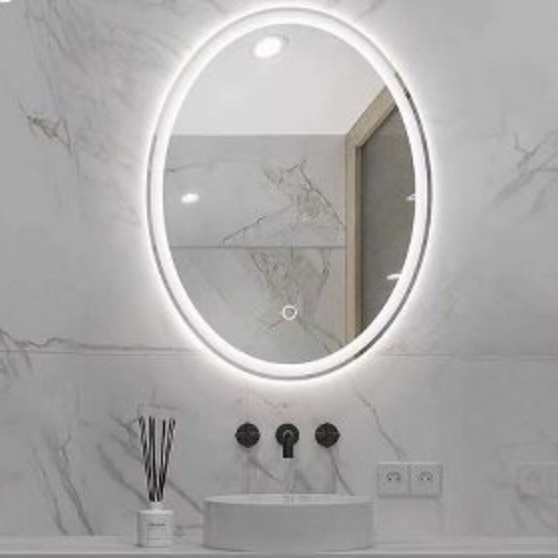 Oval Shape Lighted LED Mirror Modern  Vanity Mirror