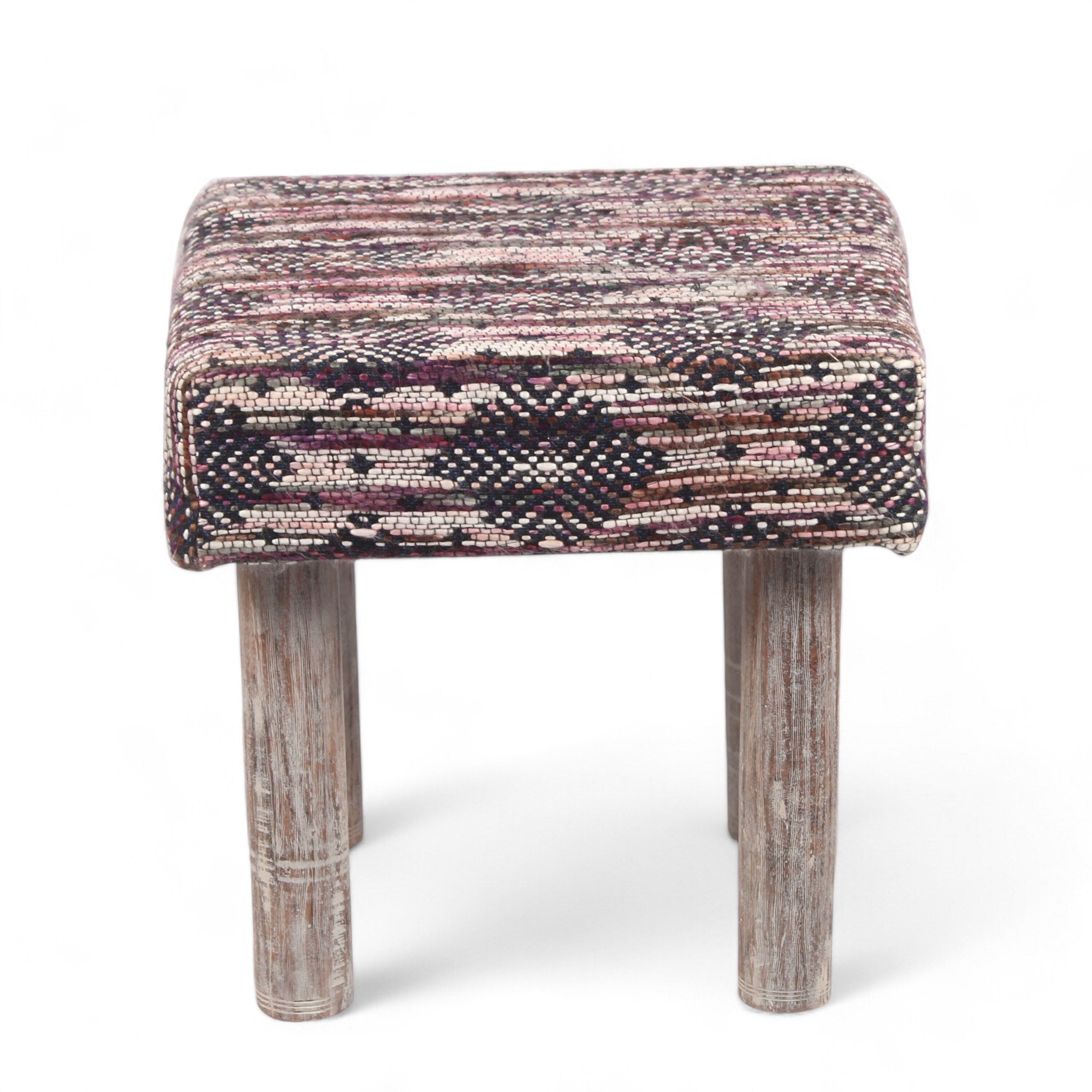 Lisbone Solid Wood Stool in Black Diamond Jackard fabric