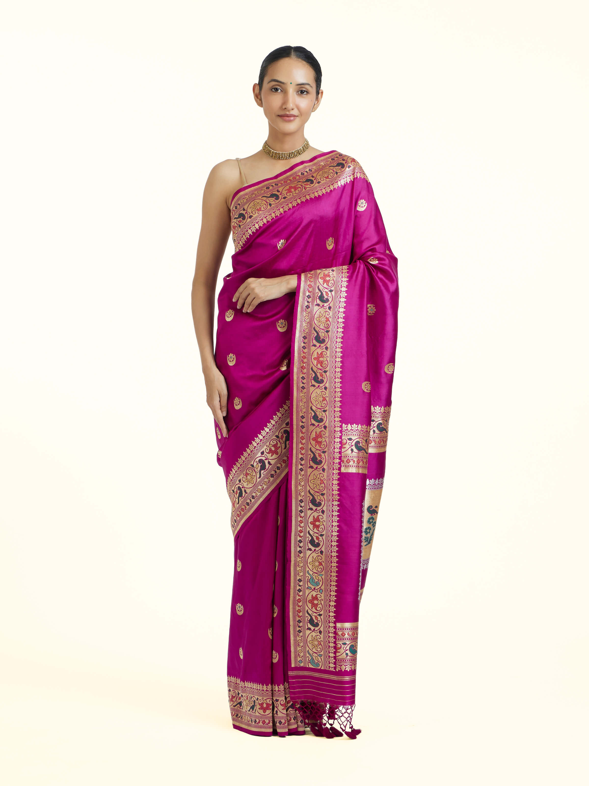 Purple Ashavali Brocade Silk Saree