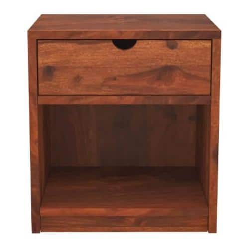 Cedar Solid Wood Bedside Table in Teak Finish