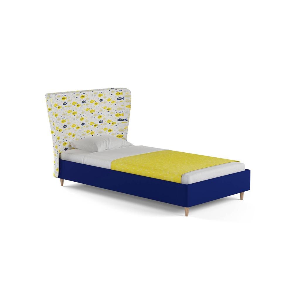 Doodle Engineered Wood Bed in Royal Blue Colour