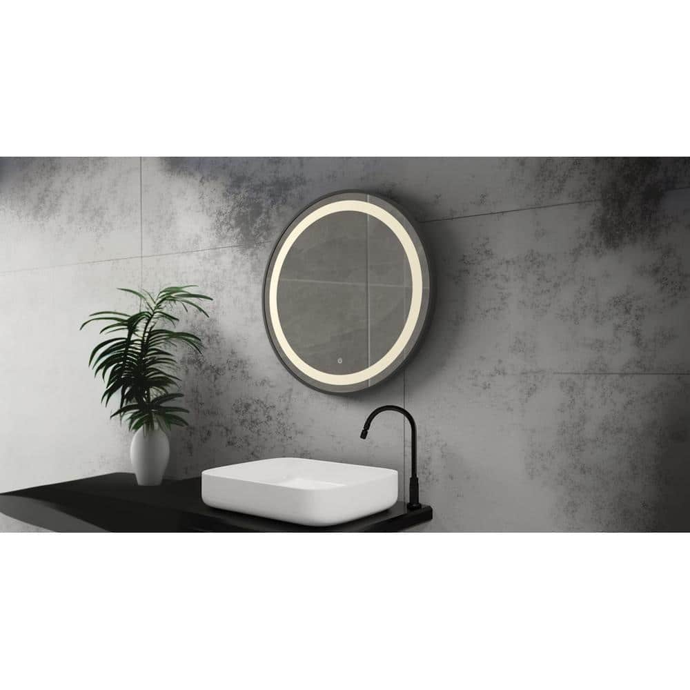 Aluminium LED Circle Decorative wall mirror by elegant arts and frames (Mirror size 800 mm)