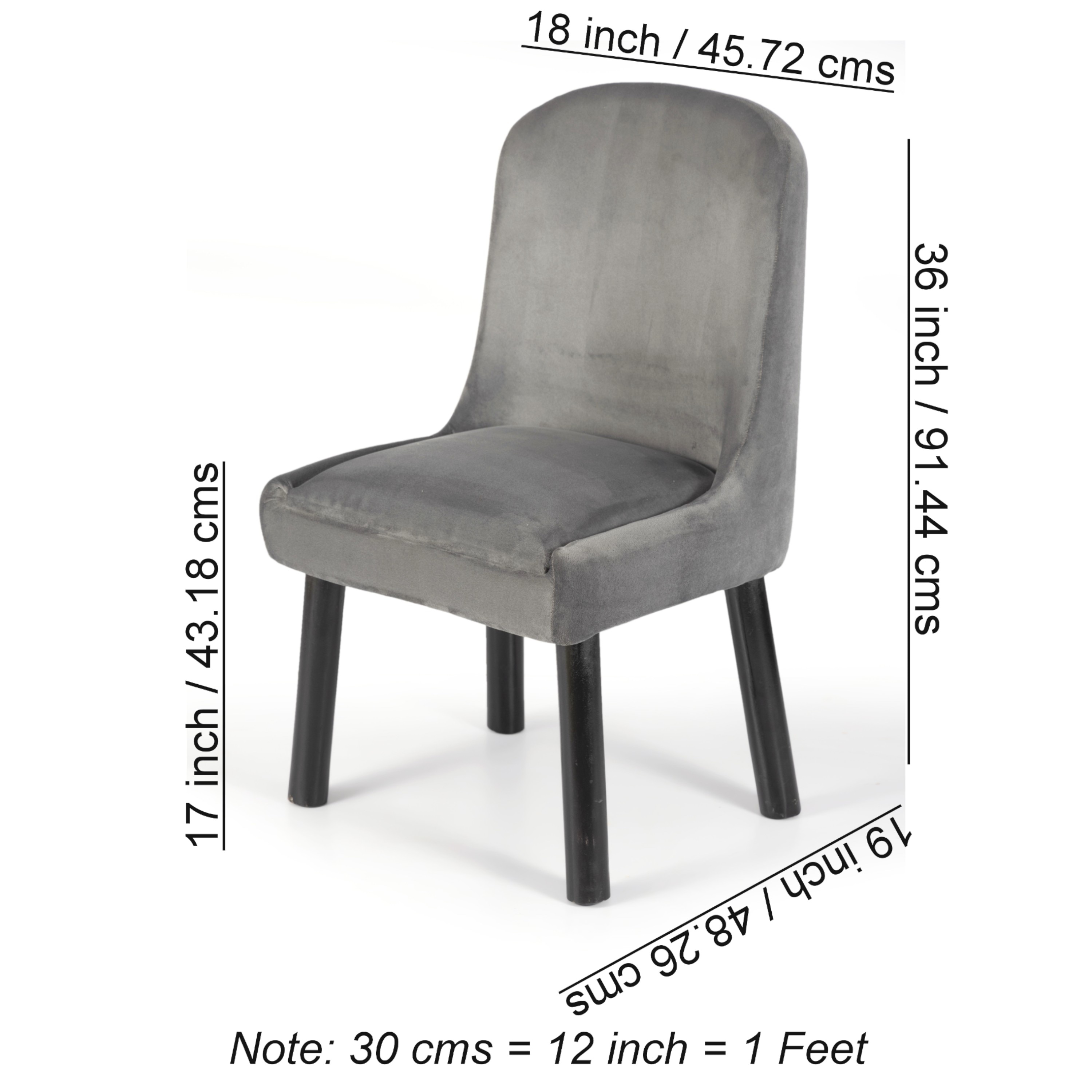 Rosslyn wood Dining Chair in Iron Grey Velvet Upholstery with MAHAGONY FINISH