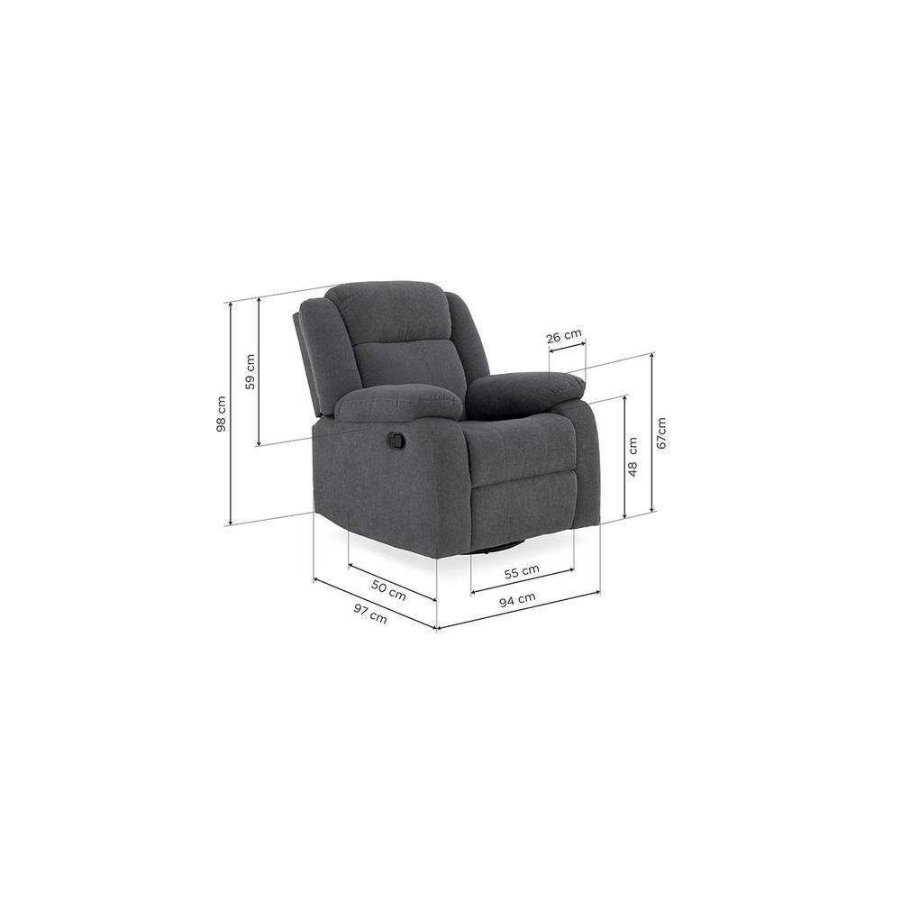 Avalon Fabric One Seater Manual Recliner in Grey Colour