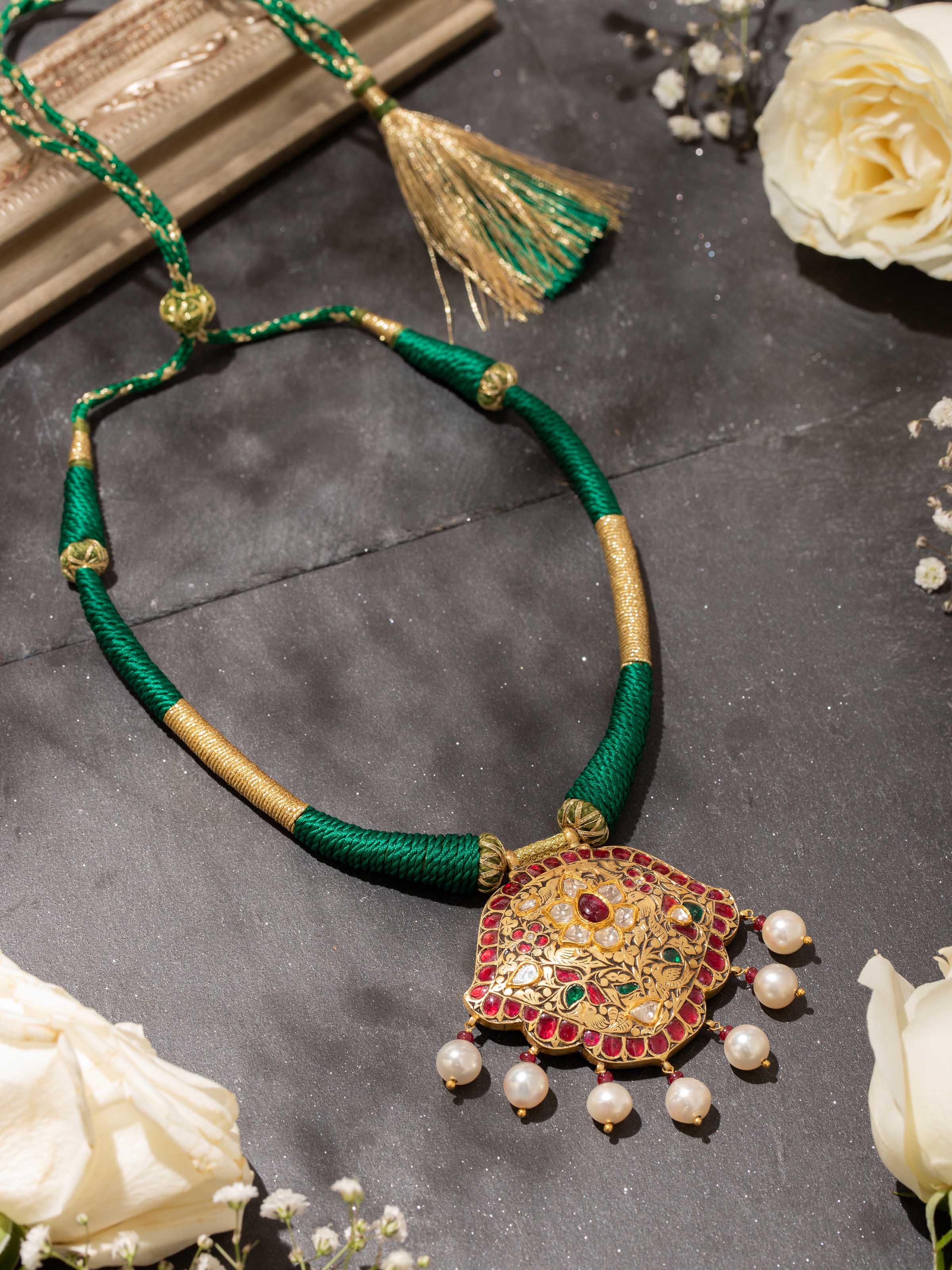 Lifestyle view of Partash 18 Karat Gold Collar Necklace