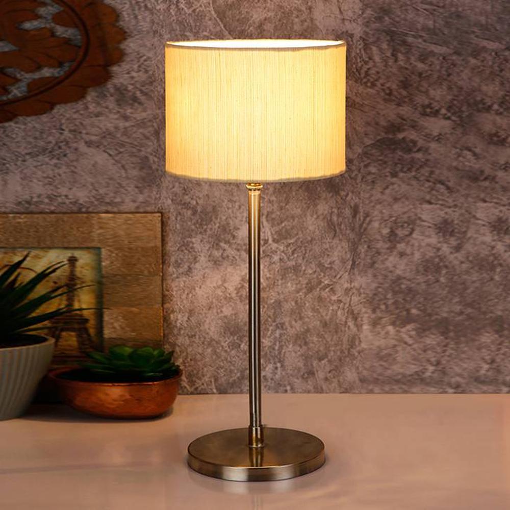 Riggs Off White Fabric Shade Table Lamp with Steel Steel Base