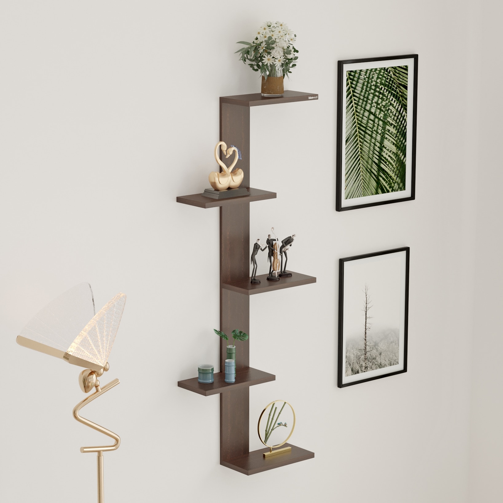 BLUEWUD Alaire Engineered Wood Wall Decor Shelf, Display Rack (Wenge)