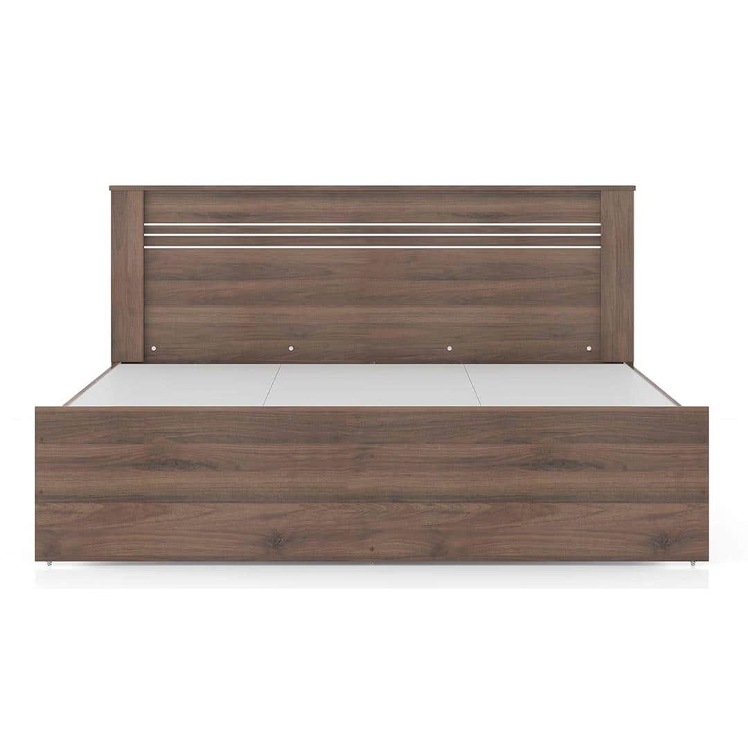 Davis Engineered Wood Queen Size Non Storage Bed In Classic Walnut Finish