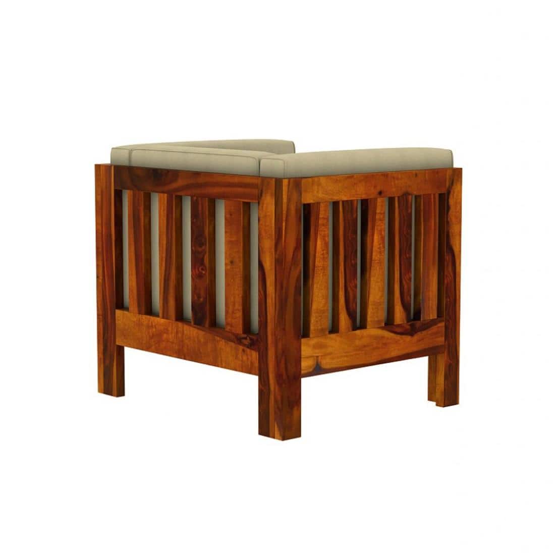 Prashiv 2+1+1 Seater Wooden Sofa (Creame Colour, Honey Finish)