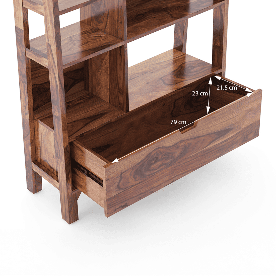 Alberto Solid Wood Bookshelf in Teak Finish