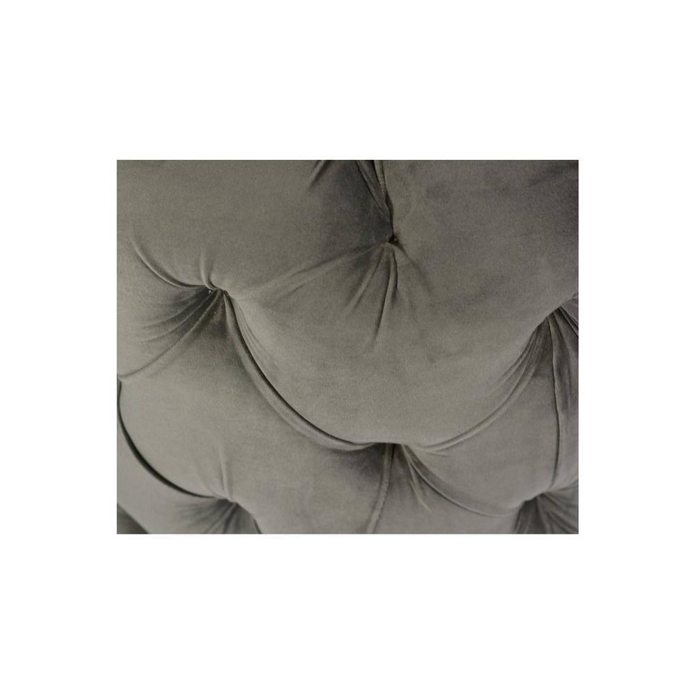 Dallas Solid Wood Accent Round Set of 2 Ottomans in Iron Grey Velvet Upholstery