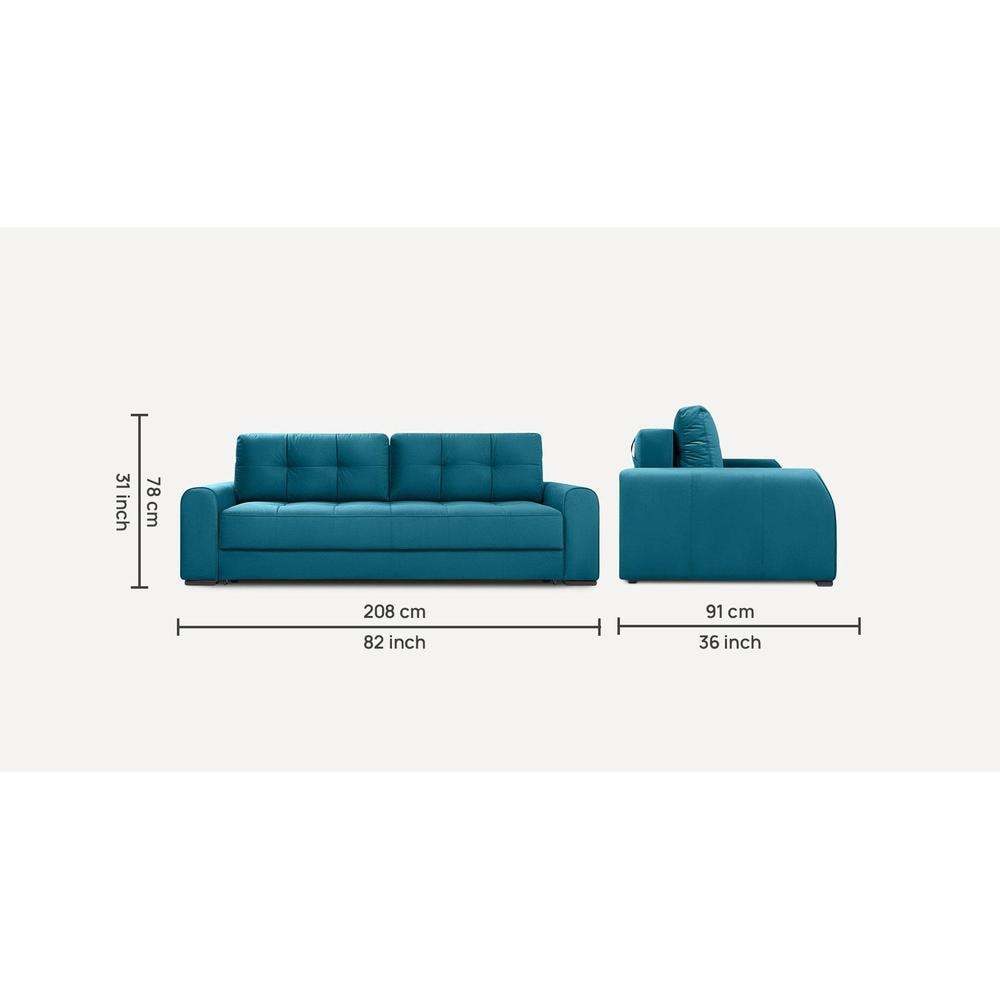 Calliro 3 Pull Out Sofa Cum Bed with storage In T Blue Colour