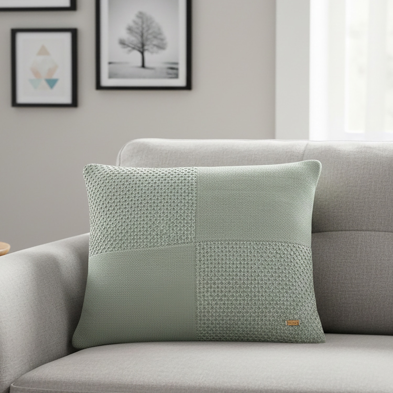 Kelly Fusion Ryegrass Cotton Cushion Cover 18X18 Inches - Pluchi