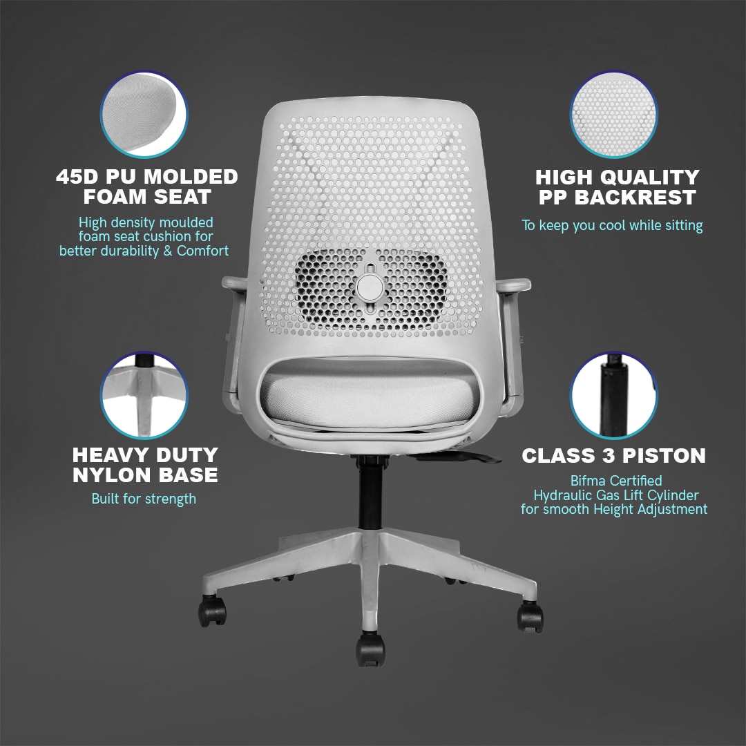 Celesta Mid Back Mesh Office Chair in Grey Color